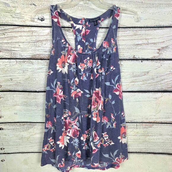 American Eagle Navy Floral Racerback Tank M - Picture 3 of 9